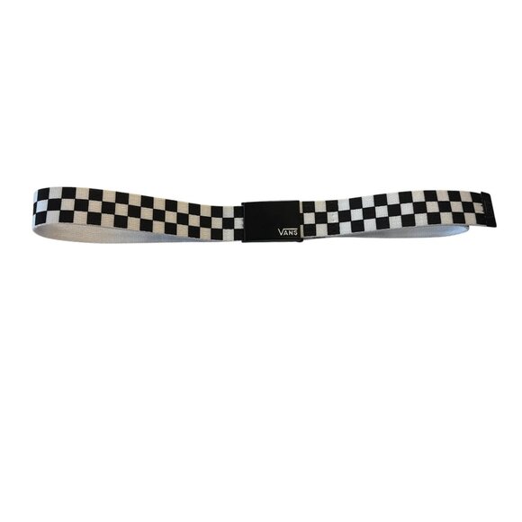 VANS CHECKERBOARD DEPPSTER WEB BELT BLACK/WHITE - Picture 1 of 3